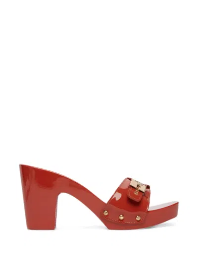 Scholl Pescura Cameron Buckle-detail Wooden Sandals In Red