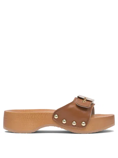 Scholl Pescura Heel Sr Cognac Ltr Ft Sandals Brown