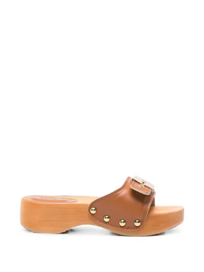 Scholl Pescura Heel Sr Leather Heeled Sandals In Brown