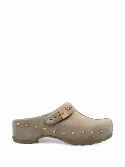 Scholl Pescura Phoebe Studded Heel Mules In Neutral