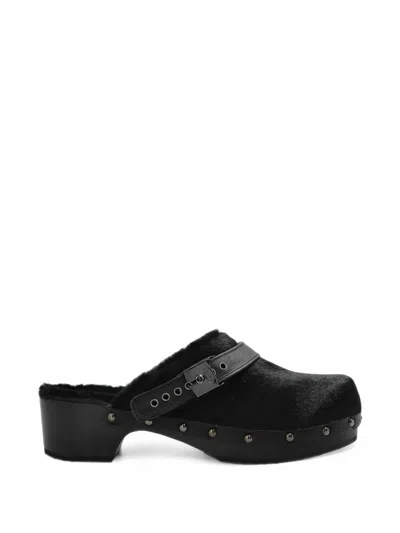 Scholl Pescura Robin Leather Mules In Black