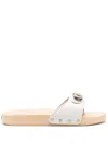 SCHOLL PESCURA WOOD-SOLE LEATHER SLIDES