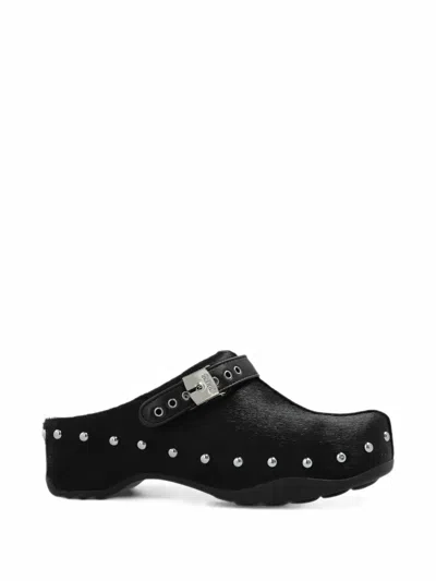 Scholl Phoebe Studded Leather Mules In Black