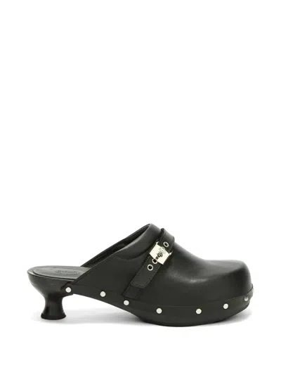 Scholl Stud-embellished Buckle-strap Mules In Black