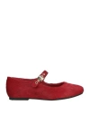 Scholl Woman Ballet Flats Red Size 8 Leather In Red