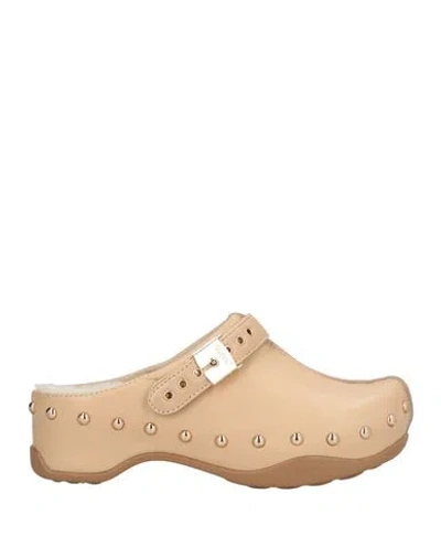 Scholl Woman Mules & Clogs Beige Size 8 Leather In Sand