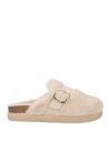 Scholl Woman Mules & Clogs Beige Size 8 Leather, Textile Fibers In Sand