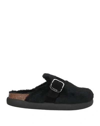 Scholl Woman Mules & Clogs Black Size 10 Leather, Textile Fibers