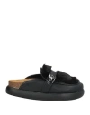 Scholl Woman Mules & Clogs Black Size 8 Leather, Textile Fibers