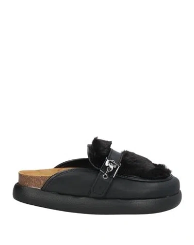 Scholl Woman Mules & Clogs Black Size 8 Leather, Textile Fibers