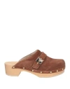 Scholl Woman Mules & Clogs Dark Brown Size 6 Leather