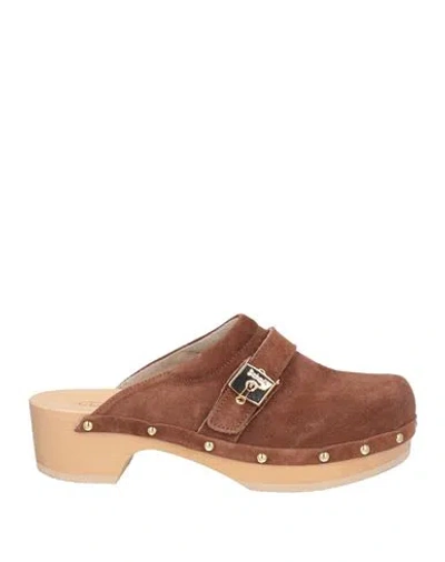 Scholl Woman Mules & Clogs Dark Brown Size 6 Leather In Brown