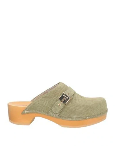 Scholl Woman Mules & Clogs Green Size 9 Leather
