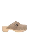 Scholl Woman Mules & Clogs Grey Size 11 Leather In Grey