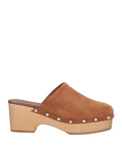 Scholl Woman Mules & Clogs Tan Size 8 Leather In Brown
