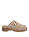 Scholl Woman Mules & Clogs Taupe Size 8 Leather In Gray
