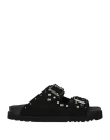 Scholl Woman Sandals Black Size 8 Leather In Black