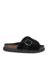 Scholl Woman Sandals Black Size 8 Textile Fibers, Leather In Black