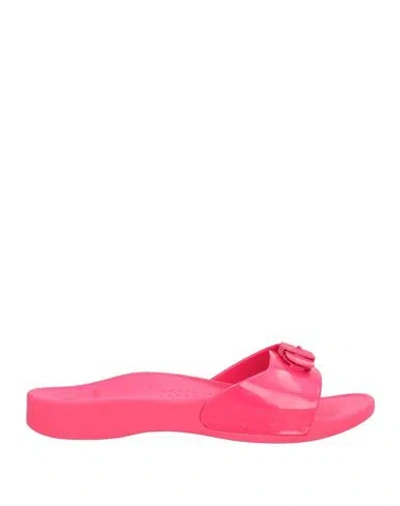 Scholl Woman Sandals Fuchsia Size 8 Pvc - Polyvinyl Chloride In Multi