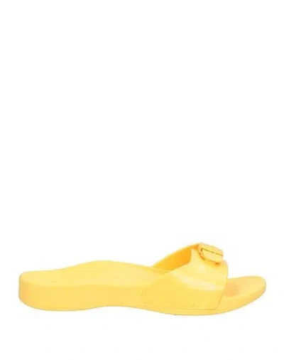 Scholl Woman Sandals Yellow Size 8 Rubber