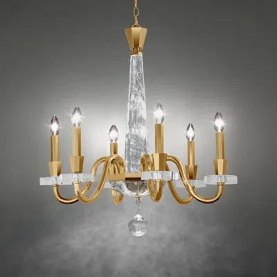 Schonbek Amadeus 6 Light Chandelier In Heirloom Gold