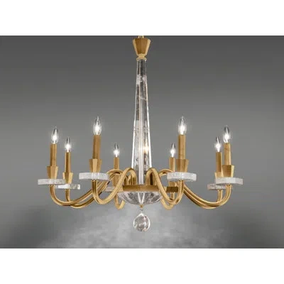 Schonbek Amadeus 8 - Light Candle Style Chandelier With Crystal In Heirloom Gold
