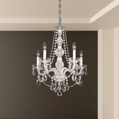 Schonbek Arlington 4 Light 20.5in X 24in Chandelier In Silver With Clear Heritage Handcut Crystals In White