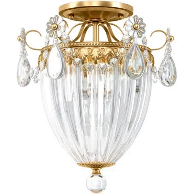 Schonbek Bagatelle 1 Light 12.5in X 10in Semi-flush Mount In Heirloom Gold With Clear Radiance Crystals