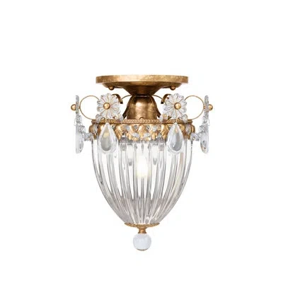 Schonbek Bagatelle 1 - Light 8" Unique/statement Urn Semi Flush Mount In Etruscan Gold,clear Spectra Crystal