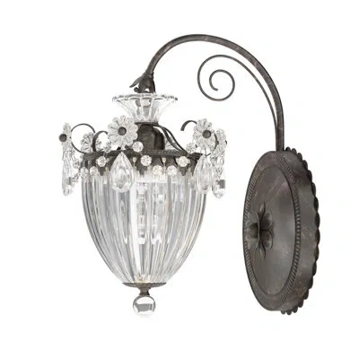 Schonbek Bagatelle 1 - Light Armed Sconce In Heritage Clear,polished Silver