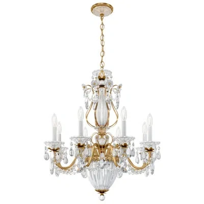 Schonbek Bagatelle 11 - Light Candle Style Classic / Traditional Chandelier With Crystal Accents In Heritage,heirloom Gold
