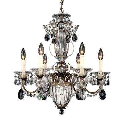 Schonbek Bagatelle 7-light Candle Style Classic / Traditional Chandelier With Crystal Accents In Etruscan Gold,spectra