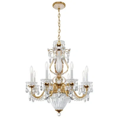 Schonbek Bagatelle 8 Light 26.5in X 29in Chandelier In Heirloom Gold With Clear Radiance Crystals In White