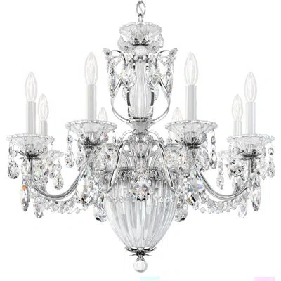Schonbek Bagatelle 8 - Light Candle Style Classic / Traditional Chandelier In Polished Silver,spectra Crystal Clear