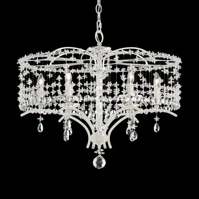 Schonbek Bella Rose 6 Light 24.5in X 21.5in Chandelier In White With Clear Heritage Handcut Crystals