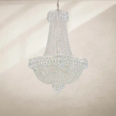 Schonbek Camelot 22 Light 24in X 36in Pendant In Silver With Clear Optic Crystals In Transparent