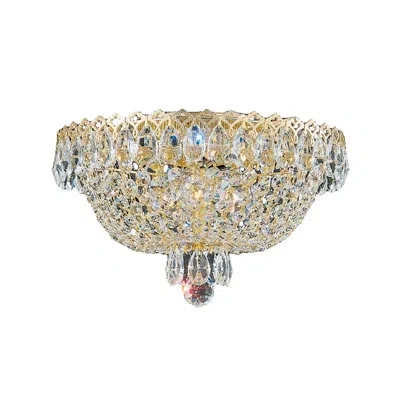 Schonbek Camelot 3 Light 11in X 7in Flush Mount In Silver With Clear Optic Crystals