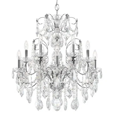 Schonbek Century 12 - Light Candle Style Classic Chandelier In Polished Silver