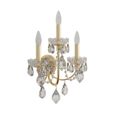 Schonbek Century 3-light Candle Wall Light In Etruscan Gold