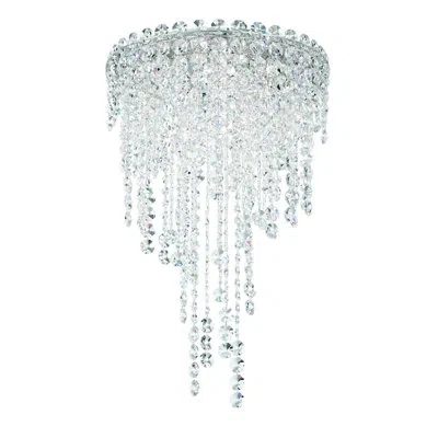 Schonbek Chantant 4 Light 14in X 23.5in Flush Mount In Polished Stainless Steel With Clear Radiance Crystals In Transparent