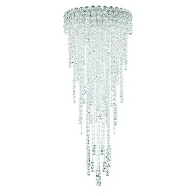 Schonbek Chantant 4 Light 14in X 35.5in Flush Mount In Polished Stainless Steel With Clear Radiance Crystals In White