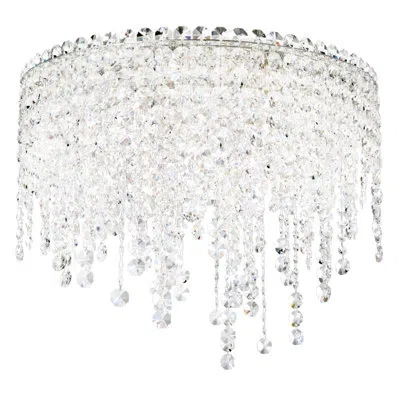 Schonbek Chantant 5 Light 21in X 17in Flush Mount In Polished Stainless Steel With Clear Radiance Crystals In Transparent
