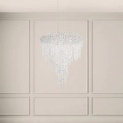 Schonbek Chantant 6 Light 24in X 28in Chandelier In Polished Stainless Steel With Clear Radiance Crystals In Transparent