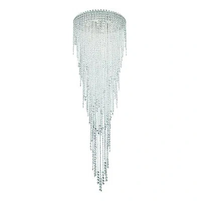Schonbek Chantant 6 Light 24in X 79.5in Flush Mount In Polished Stainless Steel With Clear Radiance Crystals In Silver