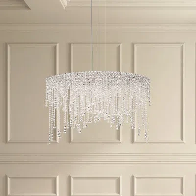 Schonbek Chantant 8 Light 43in X 27in Linear Chandelier In Polished Stainless Steel With Clear Radiance Cryst In Transparent