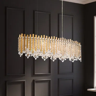 Schonbek Chatter 12 Light 36in X 10in Linear Pendant In Gold Mirror With Clear Radiance Crystals