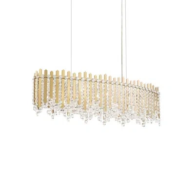 Schonbek Chatter 12 - Light Kitchen Island Linear Pendant In Gold Mirror,heritage Crystal