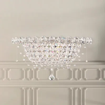 Schonbek Chrysalita 2 Light 17in X 9.5in Flush Mount In Polished Stainless Steel With Clear Radiance Crystals