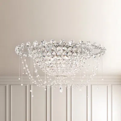 Schonbek Chrysalita 5 Light 25.5in X 13.5in Flush Mount In Polished Stainless Steel With Clear Radiance Cryst