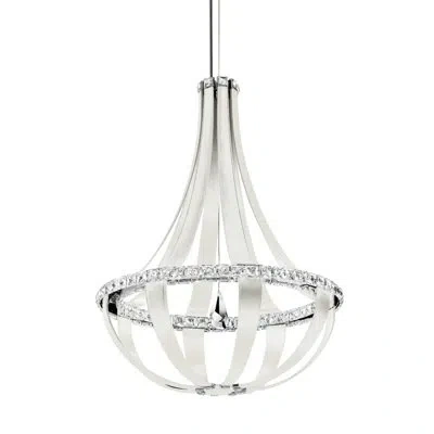 Schonbek Crystal Empire 16-light Led Empire Pendant In White Pass Leather